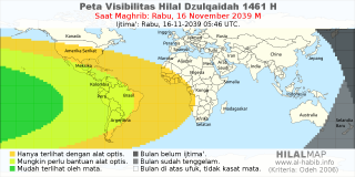HilalMap: Peta Visibilitas Hilal Dzulqaidah 1461 H: rukyat tanggal 2039-11-16 M