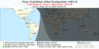 HilalMap: Peta Visibilitas Hilal Dzulqaidah 1462 H: rukyat tanggal 2040-11-4 M