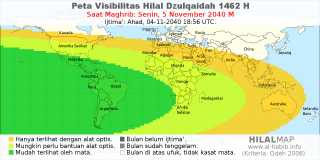 HilalMap: Peta Visibilitas Hilal Dzulqaidah 1462 H: rukyat tanggal 2040-11-5 M