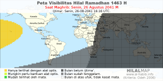 HilalMap: Peta Visibilitas Hilal Ramadhan 1463 H: rukyat tanggal 2041-8-26 M