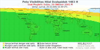 HilalMap: Peta Visibilitas Hilal Dzulqaidah 1463 H: rukyat tanggal 2041-10-26 M