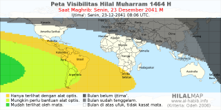 HilalMap: Peta Visibilitas Hilal Muharram 1464 H: rukyat tanggal 2041-12-23 M