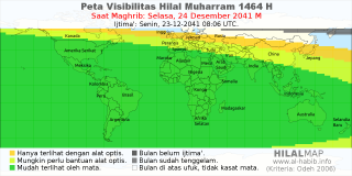 HilalMap: Peta Visibilitas Hilal Muharram 1464 H: rukyat tanggal 2041-12-24 M