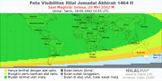 HilalMap: Peta Visibilitas Hilal Jumadal-Akhirah 1464 H: rukyat tanggal 2042-5-20 M