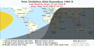 HilalMap: Peta Visibilitas Hilal Ramadhan 1466 H: rukyat tanggal 2044-7-24 M