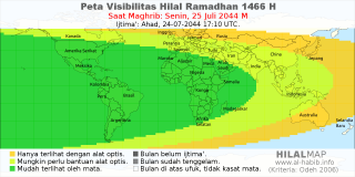 HilalMap: Peta Visibilitas Hilal Ramadhan 1466 H: rukyat tanggal 2044-7-25 M