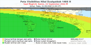 HilalMap: Peta Visibilitas Hilal Dzulqaidah 1466 H: rukyat tanggal 2044-9-22 M