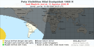 HilalMap: Peta Visibilitas Hilal Dzulqaidah 1468 H: rukyat tanggal 2046-8-31 M