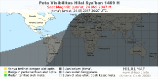 HilalMap: Peta Visibilitas Hilal Syaban 1469 H: rukyat tanggal 2047-5-24 M