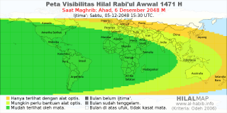 HilalMap: Peta Visibilitas Hilal Rabiul-Awwal 1471 H: rukyat tanggal 2048-12-6 M