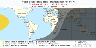 HilalMap: Peta Visibilitas Hilal Ramadhan 1471 H: rukyat tanggal 2049-5-31 M