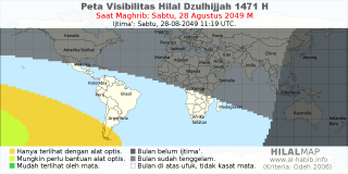 HilalMap: Peta Visibilitas Hilal Dzulhijjah 1471 H: rukyat tanggal 2049-8-28 M