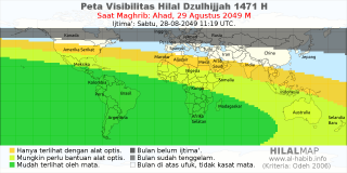 HilalMap: Peta Visibilitas Hilal Dzulhijjah 1471 H: rukyat tanggal 2049-8-29 M