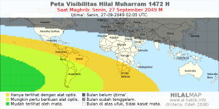 HilalMap: Peta Visibilitas Hilal Muharram 1472 H: rukyat tanggal 2049-9-27 M