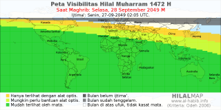 HilalMap: Peta Visibilitas Hilal Muharram 1472 H: rukyat tanggal 2049-9-28 M