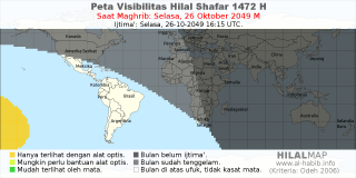 HilalMap: Peta Visibilitas Hilal Shafar 1472 H: rukyat tanggal 2049-10-26 M