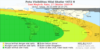 HilalMap: Peta Visibilitas Hilal Shafar 1472 H: rukyat tanggal 2049-10-27 M