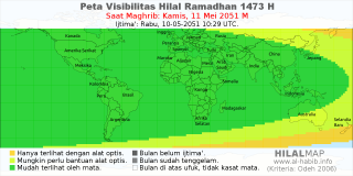 HilalMap: Peta Visibilitas Hilal Ramadhan 1473 H: rukyat tanggal 2051-5-11 M