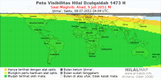 HilalMap: Peta Visibilitas Hilal Dzulqaidah 1473 H: rukyat tanggal 2051-7-9 M