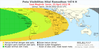 HilalMap: Peta Visibilitas Hilal Ramadhan 1474 H: rukyat tanggal 2052-4-29 M