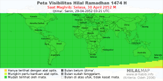HilalMap: Peta Visibilitas Hilal Ramadhan 1474 H: rukyat tanggal 2052-4-30 M