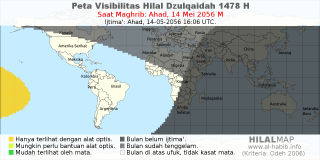 HilalMap: Peta Visibilitas Hilal Dzulqaidah 1478 H: rukyat tanggal 2056-5-14 M