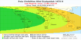HilalMap: Peta Visibilitas Hilal Dzulqaidah 1478 H: rukyat tanggal 2056-5-15 M