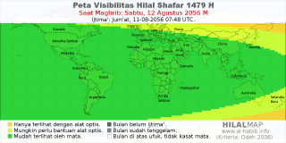HilalMap: Peta Visibilitas Hilal Shafar 1479 H: rukyat tanggal 2056-8-12 M