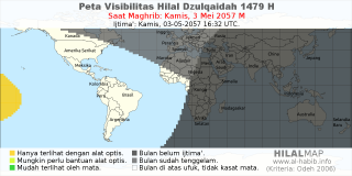 HilalMap: Peta Visibilitas Hilal Dzulqaidah 1479 H: rukyat tanggal 2057-5-3 M