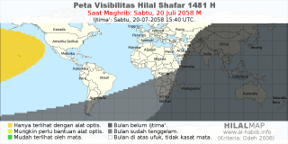 HilalMap: Peta Visibilitas Hilal Shafar 1481 H: rukyat tanggal 2058-7-20 M