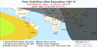 HilalMap: Peta Visibilitas Hilal Ramadhan 1481 H: rukyat tanggal 2059-2-12 M
