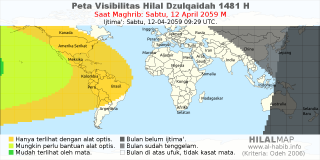 HilalMap: Peta Visibilitas Hilal Dzulqaidah 1481 H: rukyat tanggal 2059-4-12 M