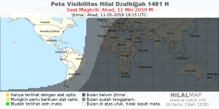 HilalMap: Peta Visibilitas Hilal Dzulhijjah 1481 H: rukyat tanggal 2059-5-11 M