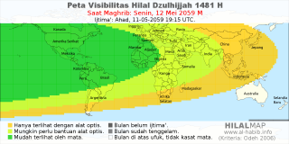 HilalMap: Peta Visibilitas Hilal Dzulhijjah 1481 H: rukyat tanggal 2059-5-12 M