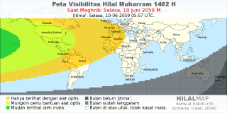 HilalMap: Peta Visibilitas Hilal Muharram 1482 H: rukyat tanggal 2059-6-10 M