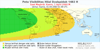 HilalMap: Peta Visibilitas Hilal Dzulqaidah 1482 H: rukyat tanggal 2060-4-1 M