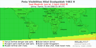 HilalMap: Peta Visibilitas Hilal Dzulqaidah 1482 H: rukyat tanggal 2060-4-2 M