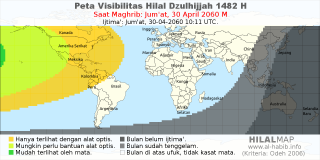 HilalMap: Peta Visibilitas Hilal Dzulhijjah 1482 H: rukyat tanggal 2060-4-30 M
