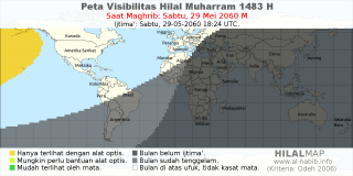 HilalMap: Peta Visibilitas Hilal Muharram 1483 H: rukyat tanggal 2060-5-29 M