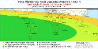 HilalMap: Peta Visibilitas Hilal Jumadal-Akhirah 1483 H: rukyat tanggal 2060-10-25 M