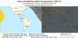 HilalMap: Peta Visibilitas Hilal Dzulqaidah 1483 H: rukyat tanggal 2061-3-21 M