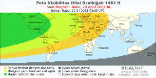 HilalMap: Peta Visibilitas Hilal Dzulhijjah 1483 H: rukyat tanggal 2061-4-20 M
