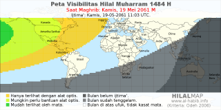 HilalMap: Peta Visibilitas Hilal Muharram 1484 H: rukyat tanggal 2061-5-19 M