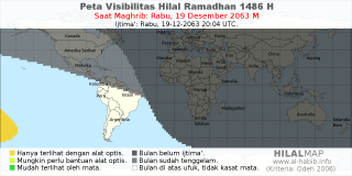 HilalMap: Peta Visibilitas Hilal Ramadhan 1486 H: rukyat tanggal 2063-12-19 M