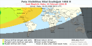 HilalMap: Peta Visibilitas Hilal Dzulhijjah 1488 H: rukyat tanggal 2066-2-24 M