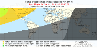 HilalMap: Peta Visibilitas Hilal Shafar 1489 H: rukyat tanggal 2066-4-24 M