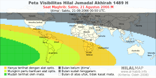 HilalMap: Peta Visibilitas Hilal Jumadal-Akhirah 1489 H: rukyat tanggal 2066-8-21 M