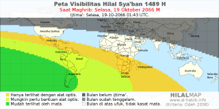 HilalMap: Peta Visibilitas Hilal Syaban 1489 H: rukyat tanggal 2066-10-19 M