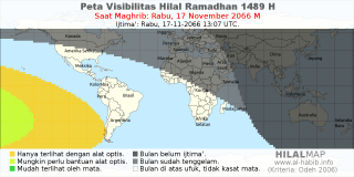HilalMap: Peta Visibilitas Hilal Ramadhan 1489 H: rukyat tanggal 2066-11-17 M