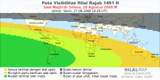 HilalMap: Peta Visibilitas Hilal Rajab 1491 H: rukyat tanggal 2068-8-28 M